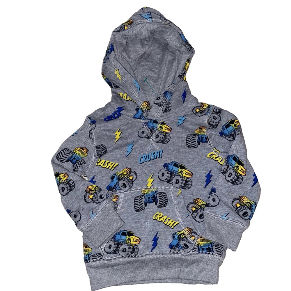 Boys Garanimals Gray Monster Truck Hoodie 12M